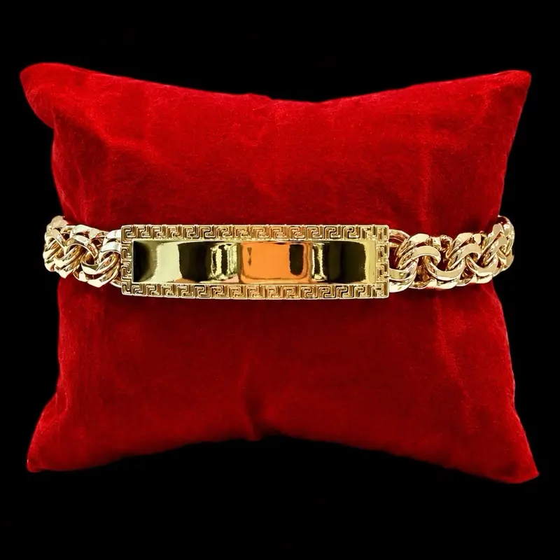 Gold Chino ID Bracelet w/ CZ Lock