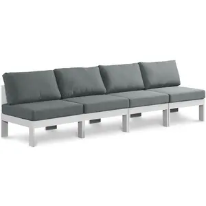 Nizuc - Outdoor Patio 4 Seat Armless Modular Sofa With White Frame