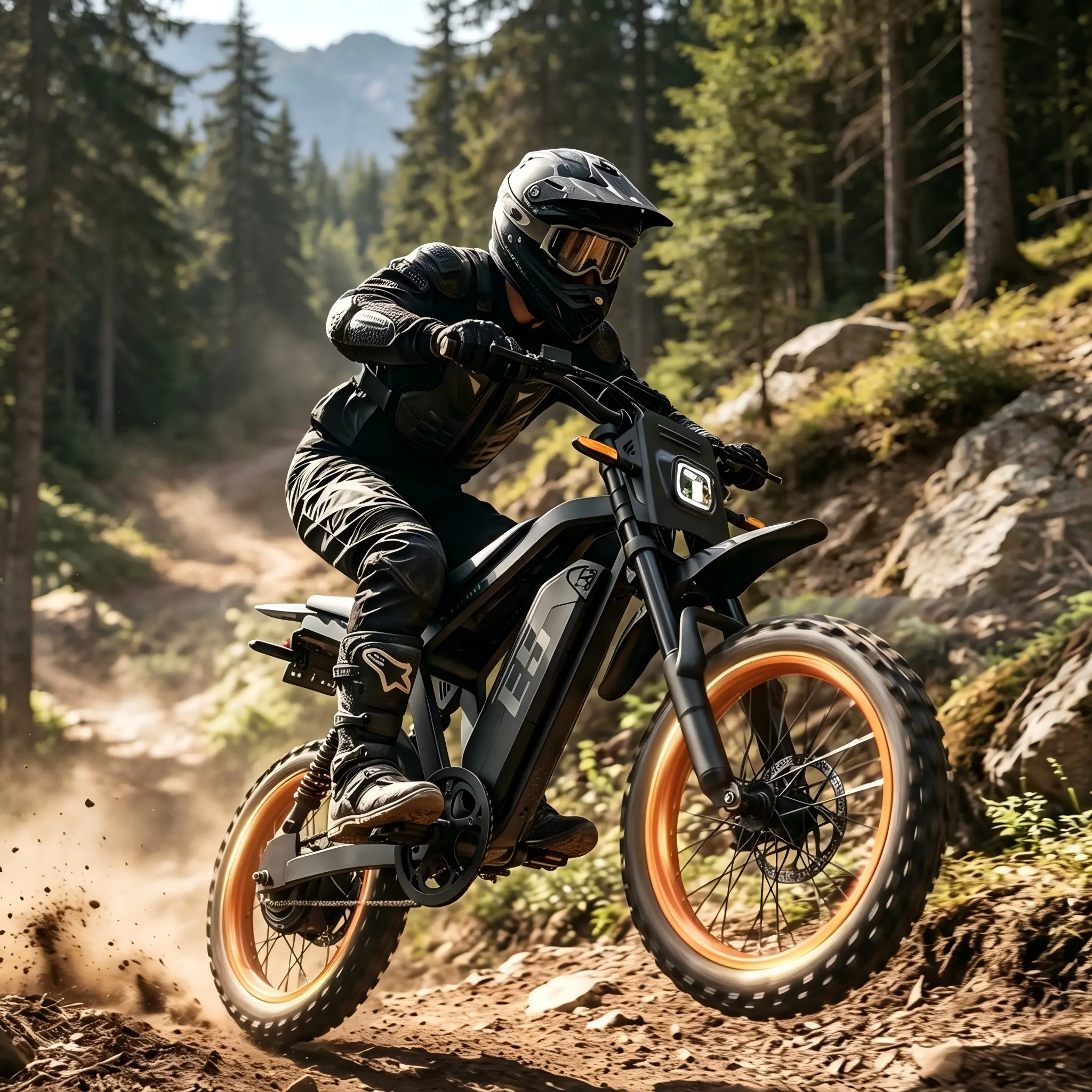 E5-Electric Dirt Bike, 1500W Peak Electric Motorcycle with 48V 20AH Battery, Full Disc Brake and Suspensions, 50-Mile Range, 32 MPH, LCD Display & NFC Start, Off-Road E Dirt Bike