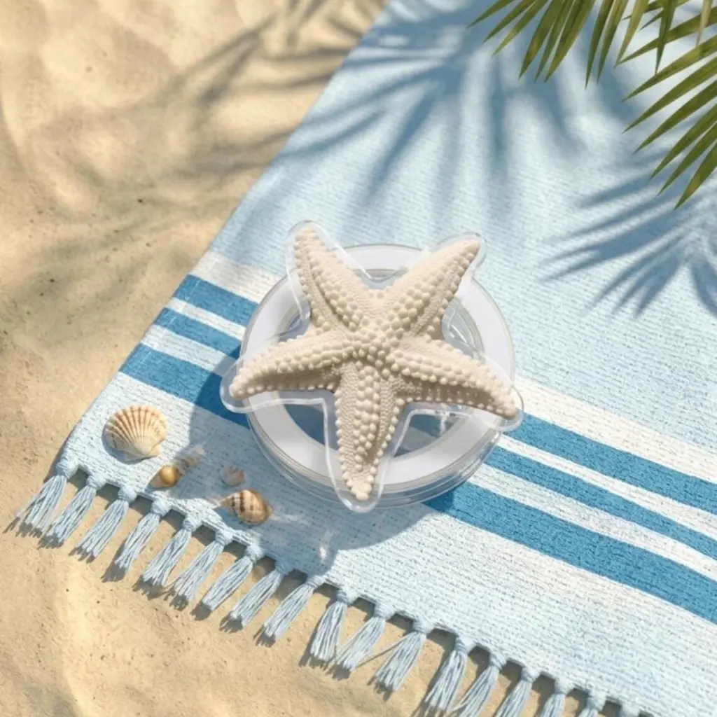 Realistic Starfish Phone Grip, 2D Flat Coastal Stand, Summer Beach Accessory