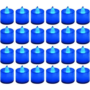 24 Pack Flameless Led  Lights Candles, Flickering Blue  Operated   Candles, Decorations for Wedding, Party, Christmas, Halloween and Festival Celebration (Blue)