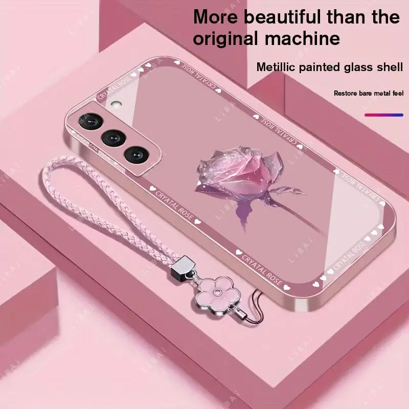 Suitable for [Galaxy S22 5g] Brand new premium phone case, Free four-leaf clover lanyard，drop-proof and fingerprint-resistant，simple and elegant design，multiple colors available YM99