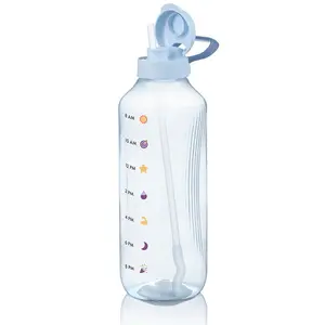 2L Eco Bottle Transparent Clear Drinkware with Time Coding for Drink Timing Washable Reusable Portable Mug Cup Tumbler Bottle No Straw Included