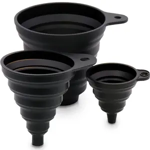 3 Sizes of Kitchen Funnel Set, Food Grade Funnels for Filling Bottles, Premium Silicone Collapsible Funnel for Transferring Liquid, Powder Transfer, Large Wide Mouth Canning Funnel, Small Funnel