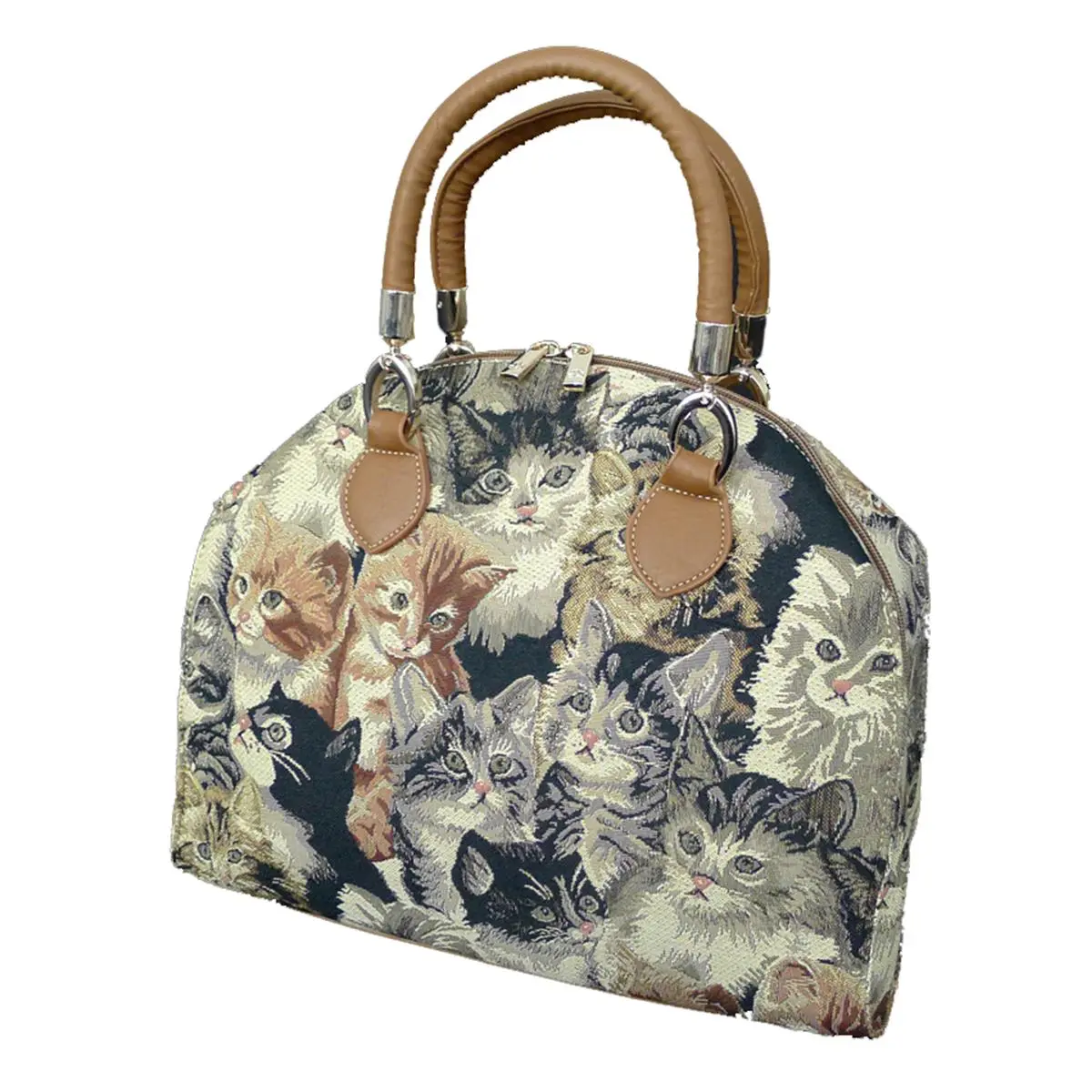 212 MAIN Women's Sinobrite Tapestry Arched Handbag - Cat Design, Fashionable Look