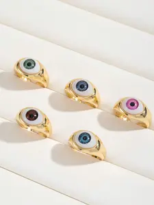 Vintage Eye Design Cuff Ring, Fashion Colorful Eye Design Ring for Women & Men, Trendy All-match & Exquisite Jewelry for Birthday Gift, Unique Rings