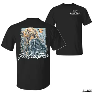[100% Cotton] Unisex🦅🐕Fieldstone Hunting Dog T-Shirt, Retro Retriever Graphic Tee, Outdoor Waterfowl Scene, Country Boy Streetwear, Trendy T-Shirts, Menswear Top, Casual Cotton, Funny Graphic Tee, Fits