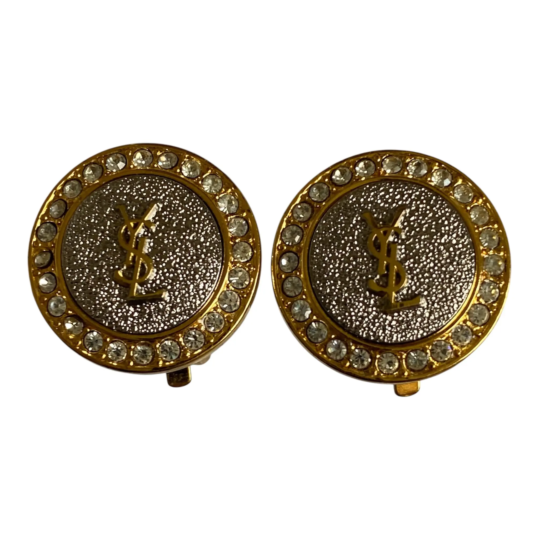 Pre-owned NO RETURN Yves Saint Laurent YSL logo clip on Earring Authentic with COA