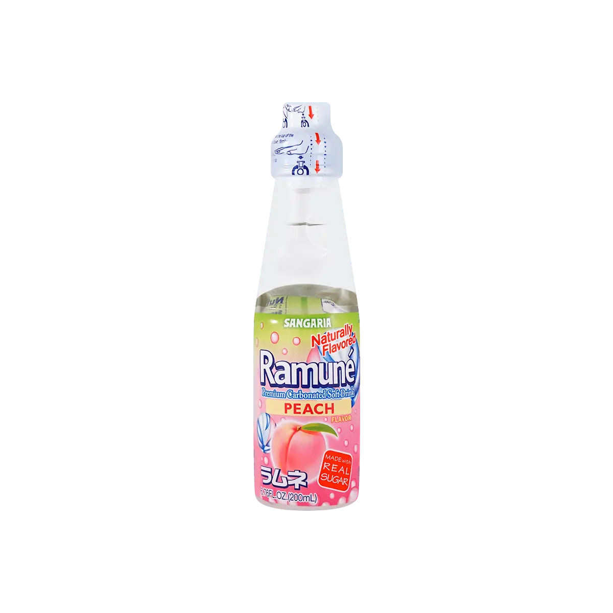 SANGARIA Japanese Peach Ramune Soda 200ml - Fun Ball Drink for Refreshment SANGARIA Japanese Peach Ramune Soda 200ml - Fun Ball Drink for Refreshment