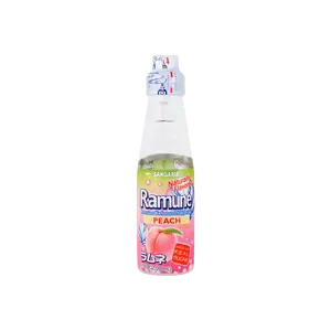 SANGARIA Japanese Peach Ramune Soda 200ml - Fun Ball Drink for Refreshment