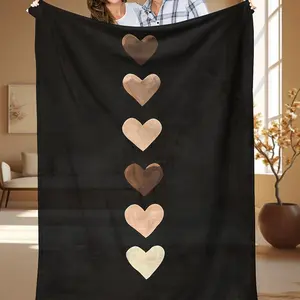 Heart Pattern Blanket, 1/2/3 Counts Modern Style Soft Comfort Travel Sofa Bed Throw, Office Home Decor & Birthday Gift Blanket
