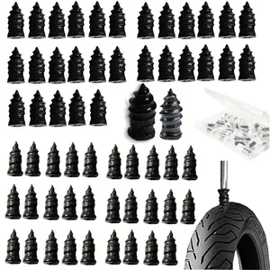 60 PCS Vacuum Tire Repair Kits 2 Sizes Tire Repair Rubber Nail with Screwdriver Self-Service Spiral Rubber Nails Screw Tool for Auto Motorcycle Bike Truck Tractor ATV Puncture Repai