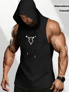 Men’s LA Los Angeles Graphic Sleeveless Hoodie, Star Print Street Style Tank Top, Soft Breathable Casual Vest for Daily Wear & Gym, Ideal for Urban Fashion Enthusiasts