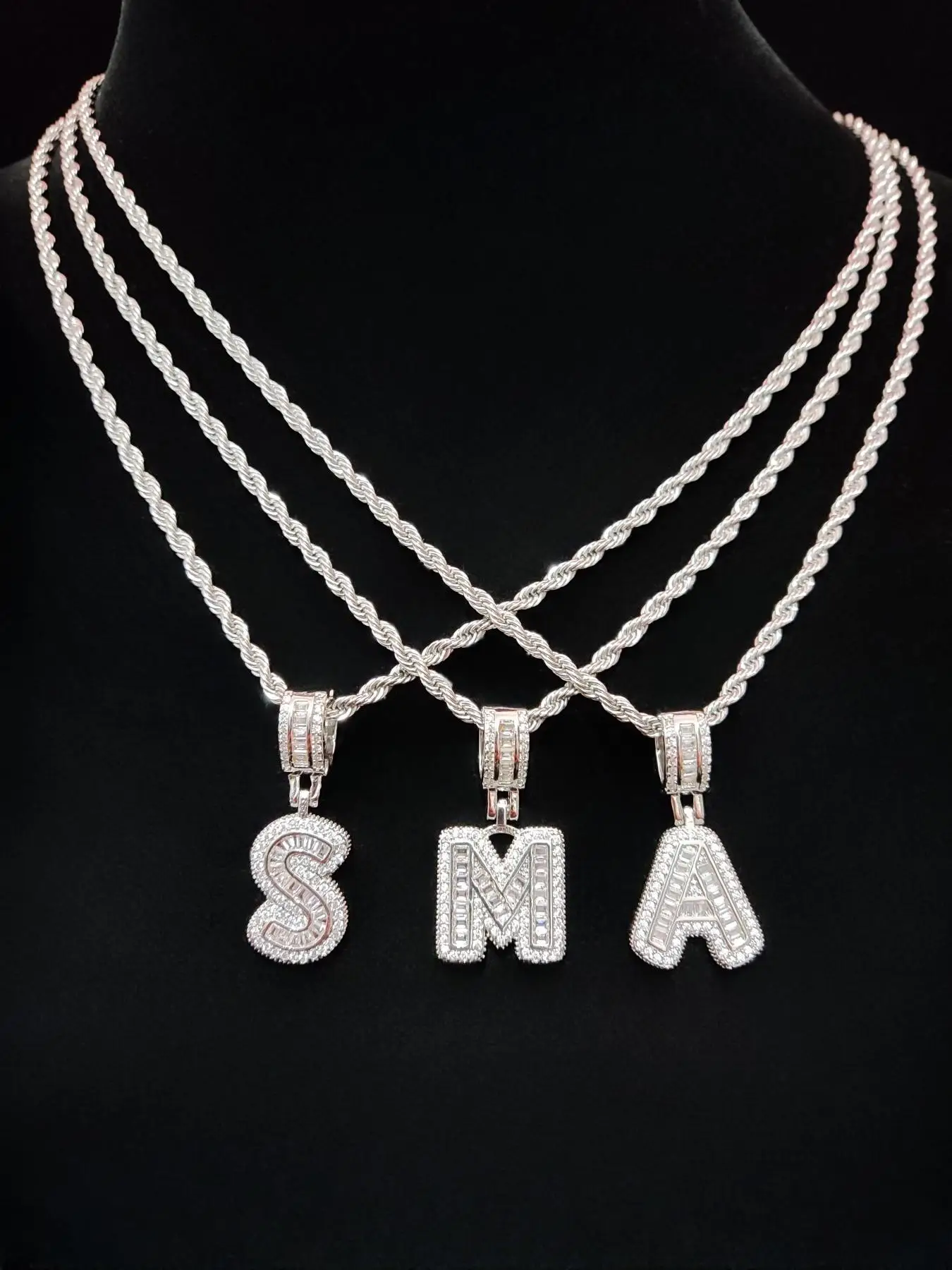 Artificial Zircon Letter Pendant & Chain Necklace, Fashion Jewelry for Party, Daily Clothing Decor, Trendy All-match & Exquisite Jewelry for Birthday
