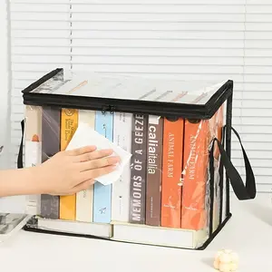 3 Pack Transparent Storage Bags with Zipper Closure, Large Rectangular Stackable Design Space Saver Bags for Books, Clothes, Office, Home, Travel