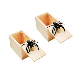 Rubber Spider Trick Box,  Epic Wooden Trick Surprise Box Spider Hidden in One Box Trick Toys for Jump Scare Prank for Parties, cute girly gifts，Family, Office & Dorms!