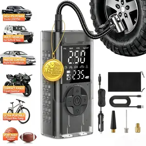 Tire Inflator Portable Air Compressor, with Digital Pressure Gauge Inflater 150PSI, 3X Fast Inflation Auto Shutoff Large Battery Tires Pump for Cars Motors Bikes Balls - Fathers Day Gift!