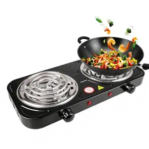 Portable Double Coil Electric Hot Plate Countertop Cooking Burner, Adjustable Temperature Control for Home Dorm Camping