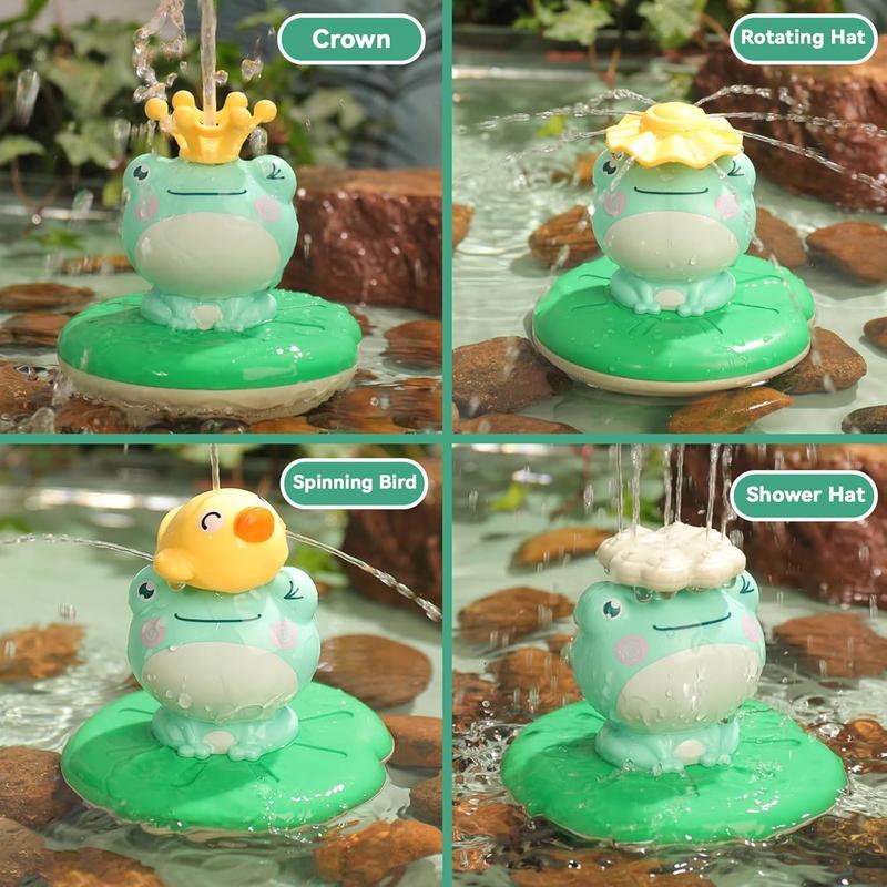 Frog Design Bath Toy with 4 Interchangeable Nozzles Water Sprinkler for Kids Fun Bathtub Toy STEM Learning & Sensory Play Safe BPA-Free Toddler Gift Baby Shower Gift
