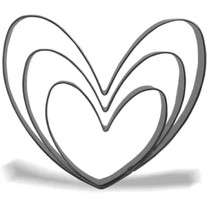 Heart Cookie  Set - 5",4",3" - 3 count - Stainless Steel