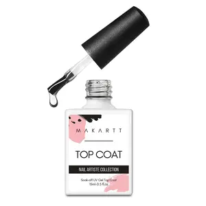 Makartt Gel Top Coat No Wipe Clear Gloss Shine Finish Soak Off Gel Top Coat Long Lasting LED Nail Lamp Gel for Gel Nail Polish Acrylic Nails Dip Powder Salon Quality Nail Art Manicure Gift 15ml