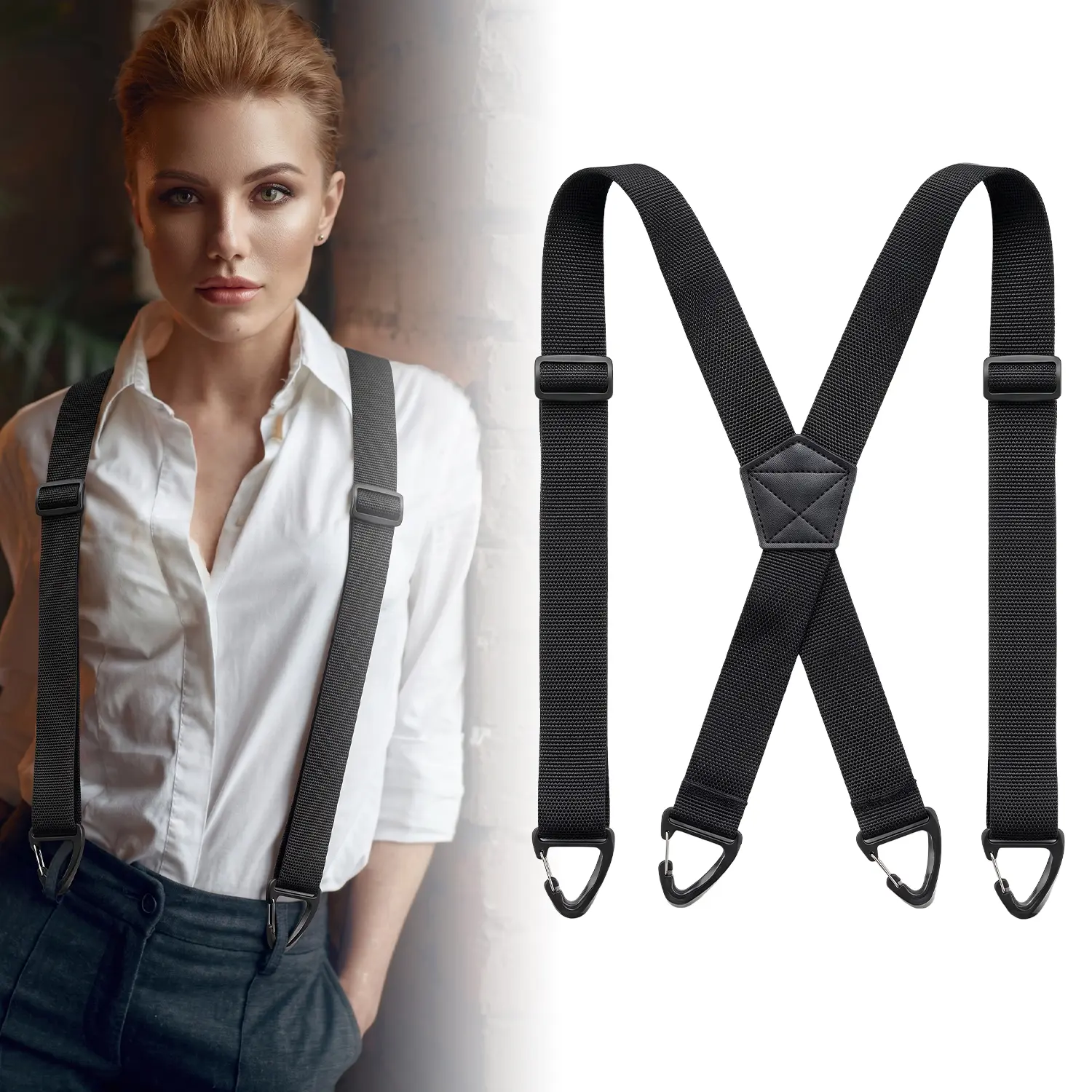 Hidden Y‑Back Suspenders for Men Women, Invisible Under‑Shirt Suspenders with 3 Snap Loops, Ultralight Adjustable No‑Show Work Suspender, Airport‑Friendly Under‑Clothes Trouser Straps