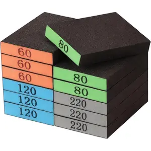 12 Pack Sanding Block, 60/80/120/220 Grit Sanding Sponge, Washable and Reusable Sandpaper Block, Sandpaper for Wood and Drywall, Sand Paper for Wood Furniture and Wall Repair