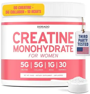 Creatine for Women | Creatine Monohydrate Powder 5G + 5000mg Collagen + 1000mg BCAA 2:1:1 Powder (30 Serving) Support Glutes, Lean Muscles, Recovery, Energy & Stamina Non-GMO, Gluten Free - USA Made