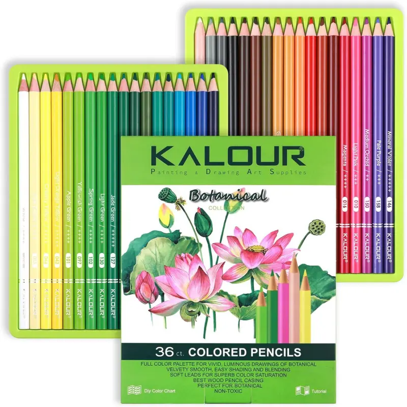 36-Piece Blue/Green/Skin Tones Colored Pencil Set, Pre-sharpened Wooden Artistic Colored Pencils for Adults Artists Beginners Coloring Books Drawing & Sketching Art Supplies Kit