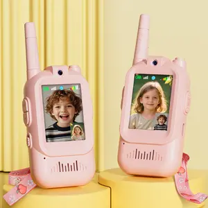 Video Walkie Talkies for Kids, Handheld 2 Pack Rechargeable Video Intercom Kids Walkies Talkies, Indoor Outdoor Toys for Family Games, Outside, Camping, Hiking for Boys Girls Ages 3-12 (Pink/Pink)