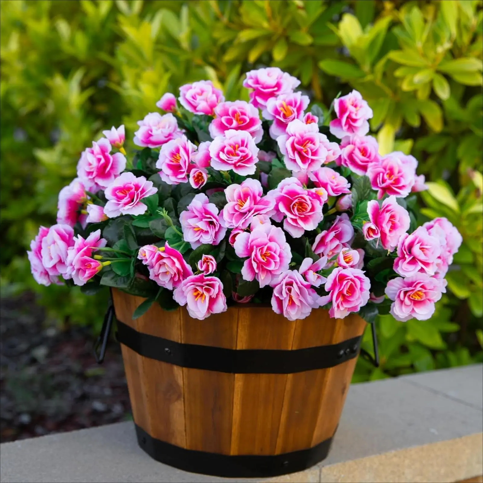 6-Bundle UV-Protected Faux Floral Artificial Camellia Plants, Decorative Artificial Flowers for Outside, Balcony/Garden Home Decor Ornaments, Faux Floral Artificial Plants