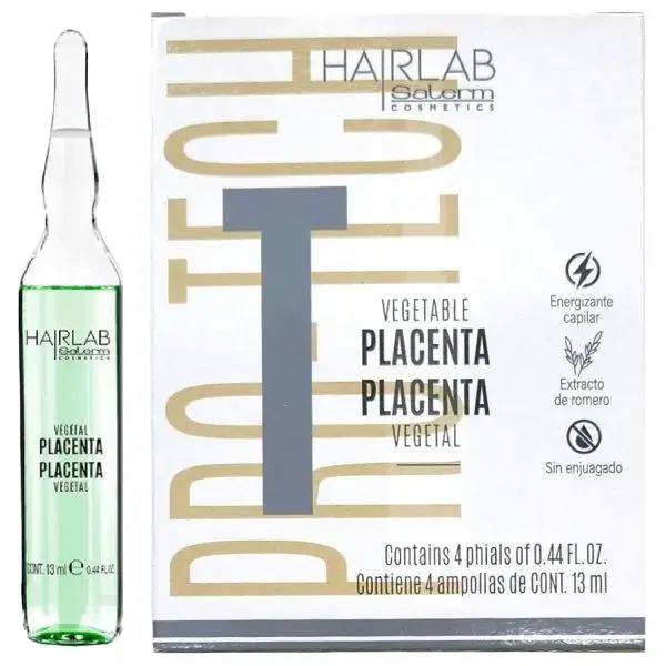 Vegetable Placenta Hair Density Serum, Plant-Based Haircare Treatment with Keratin for Thicker, Fuller & Shiny Hair, Repairing Ampoules, 4 x 0.44 fl oz, Hair Thickening Serum