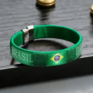 MMMIAdjustable Brazil Flag Wristband, Woven Thread Design  Bracelet, Perfect for Football Matches, Carnival Parties, Fan Accessories, Dress Up Essentials