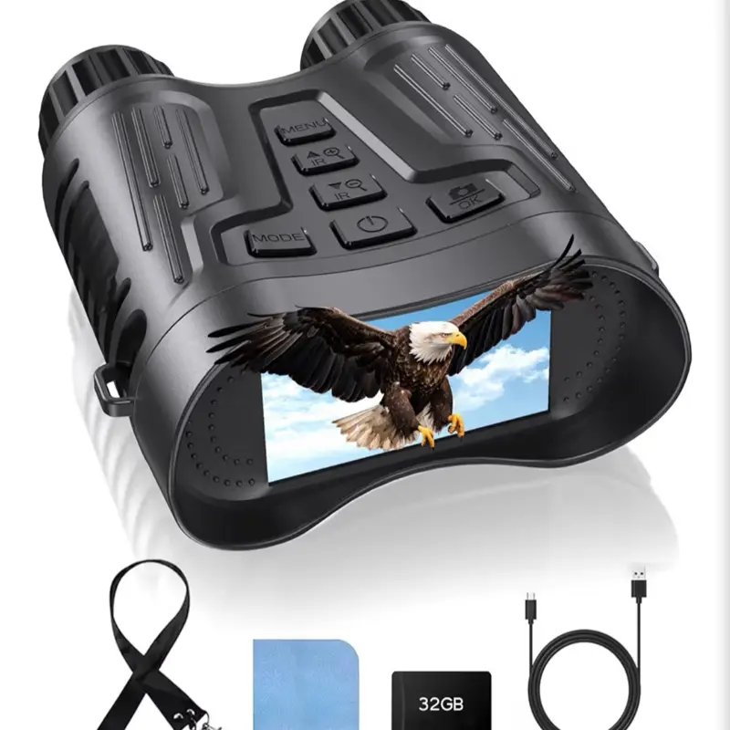 4K Night Vision Binoculars with Video Recording for Men, for Dad & Husband, 3.2" HD Display, 8X Zoom, 32GB Card,Gifts for Valentine’s Day, Birthday, Outdoor Camping and Wildlife Observation