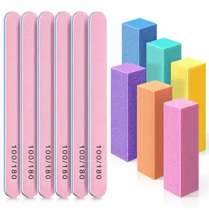 Nail Buffers and Files, 6PCS Buffer Blocks, 6PCS 100 180 Grit Files, Professional Manicure Tools Kit, Nail Care Tools Kit for Women