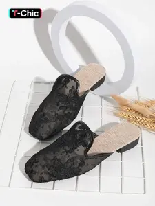 Women's Champagne Color Open Toe Slippers, Summer Mid-Heel Fashion Outdoor Non-Slip Rubber Hollow Out Breathable Mesh Lace-Up Shoes