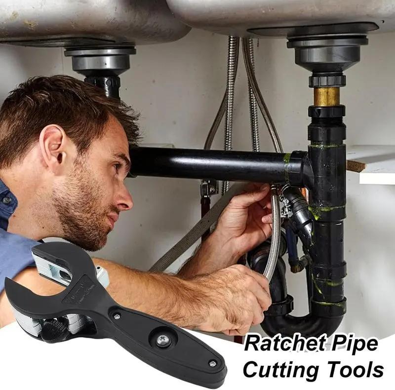 Ratchet-type One-hand Pipe Cutter Tool, Quick Fast Cutting for 5/16" to 1-1/8" Inch Stainless Steel Copper Aluminum Plastic Pipes, Home Improvement, Plumbing, HVAC, Construction Work