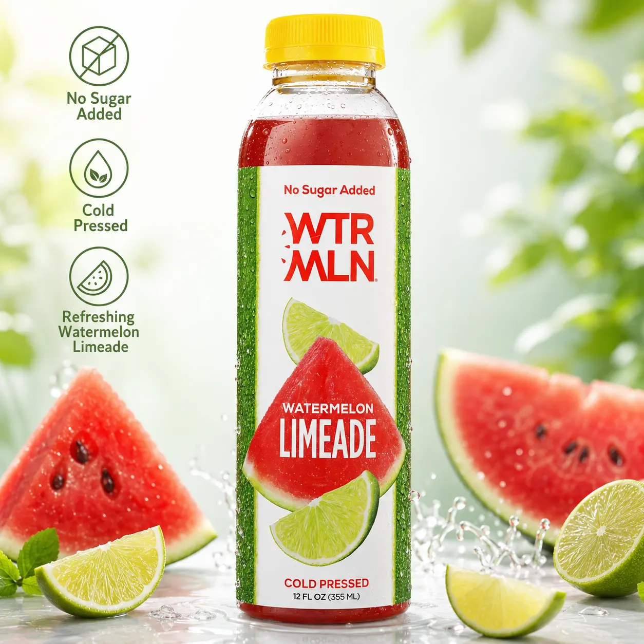 Watermelon Limeade Fruit Beverage, 12 Fl Oz Refreshing Fruit Drink