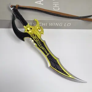 8.6inch/22cm Golden Anime Action Figure Anime Collection Metal Safe Unhsharpened Figurine Anime Cosplay Costume Prop Accesories Ninja Mini Japanese Original Display Gift