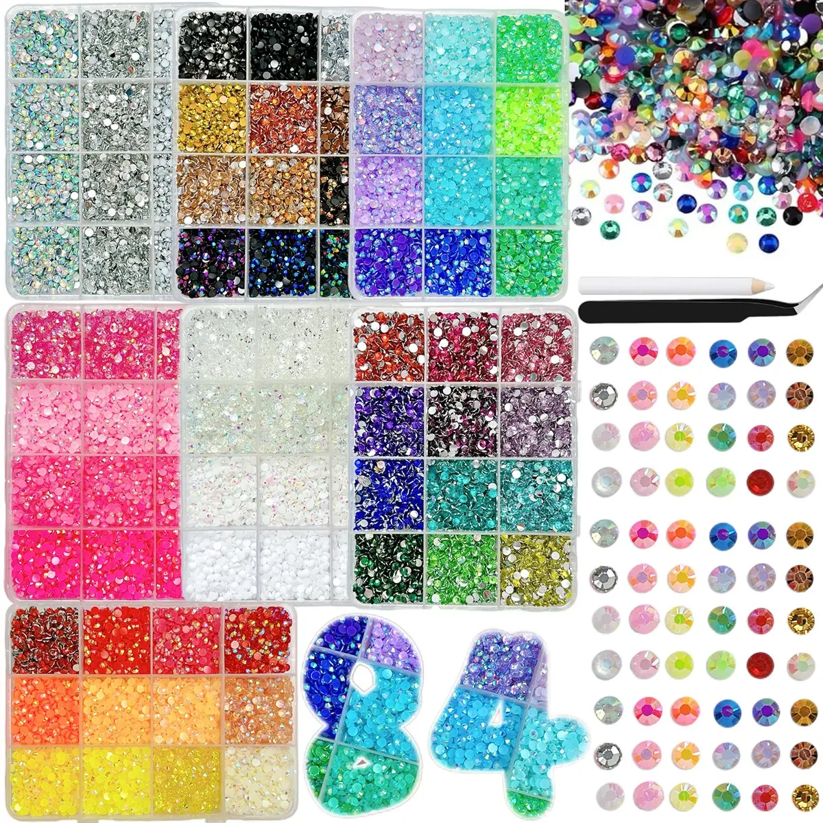 1Set Colorful Jelly Semi-circular Nail Rhinestones,3mm 84 Colors Shinny Flatback Resin Nail Diamond Gems Jewelry DIY Shoe Hair Clip Earrings Nail Decoration Supplies Nail Designs Diy Nails