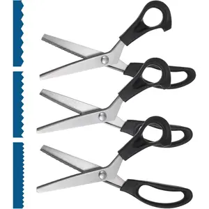 3 Sizes Pinking Shears Set, 3 mm 5 mm 7 mm Zigzag Scissors, Handheld Serrated Edge Scissors for Crafting, Paper Cutting, Leather Material