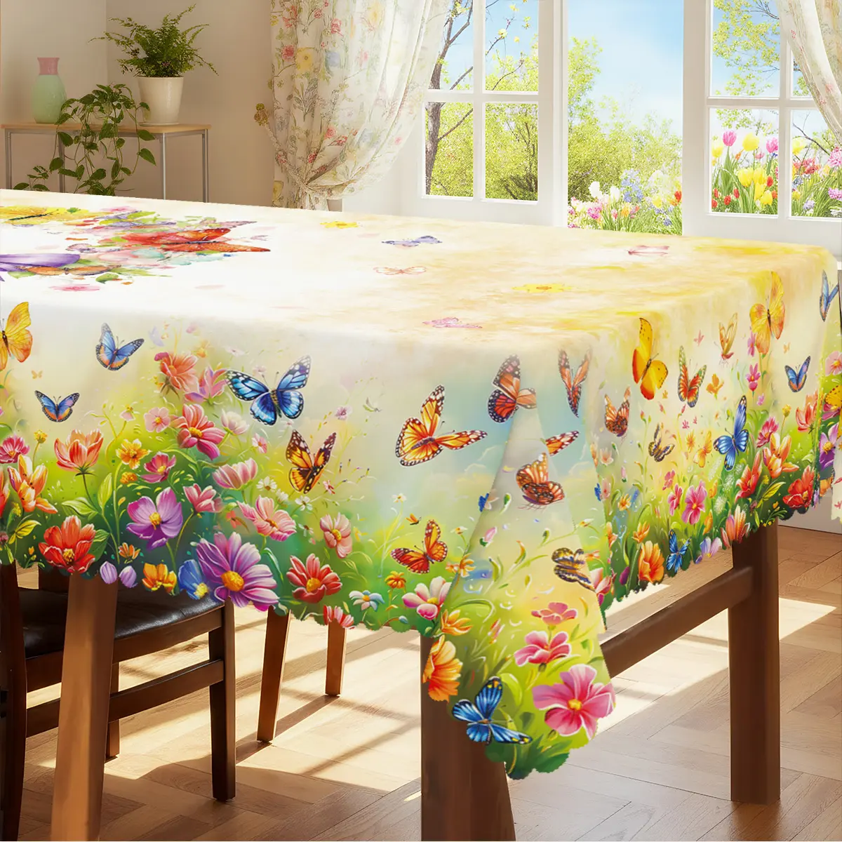 1pc Fashion Rectangle Polyester Tablecloth - Edge Embossed, Durable, Stitched, Customizable DIY, Hand & Machine Washable, Easy to Clean, Atmospheric Feel, Fits Home Kitchens, Courtyard Tables (Home & Festive Decor Supplies)