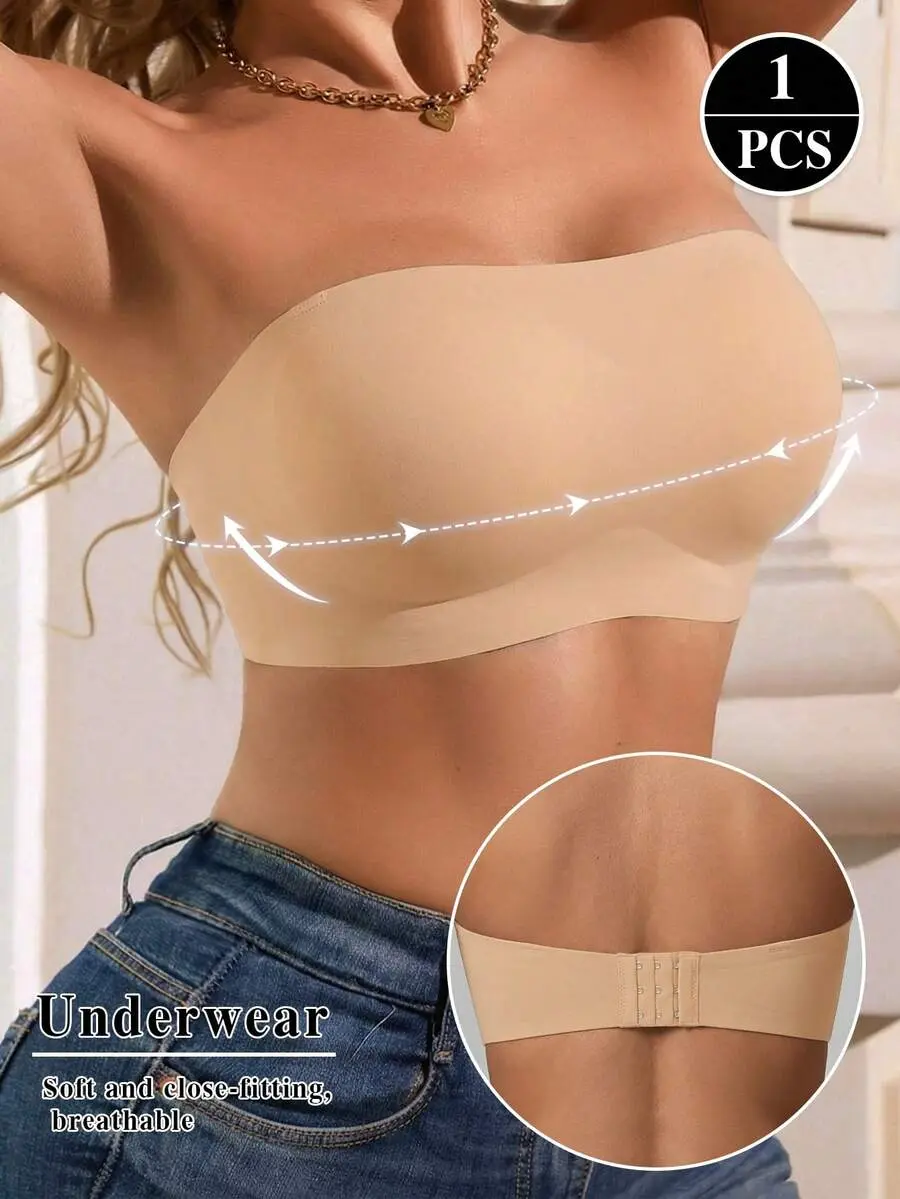 Solid Color Strapless Bandeau Bra, Breathable & Comfortable with Invisible Straps for Wedding, Evening Dresses & Daily!!!