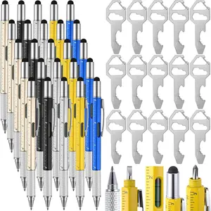 30 count Multi Tool Gifts For Men 6 In 1  Multi Tool Pens With Stainless Steel  Multi-function Pens Bulk Men Gifts For Dad Husband Father's Day Birthday (Classic Color)