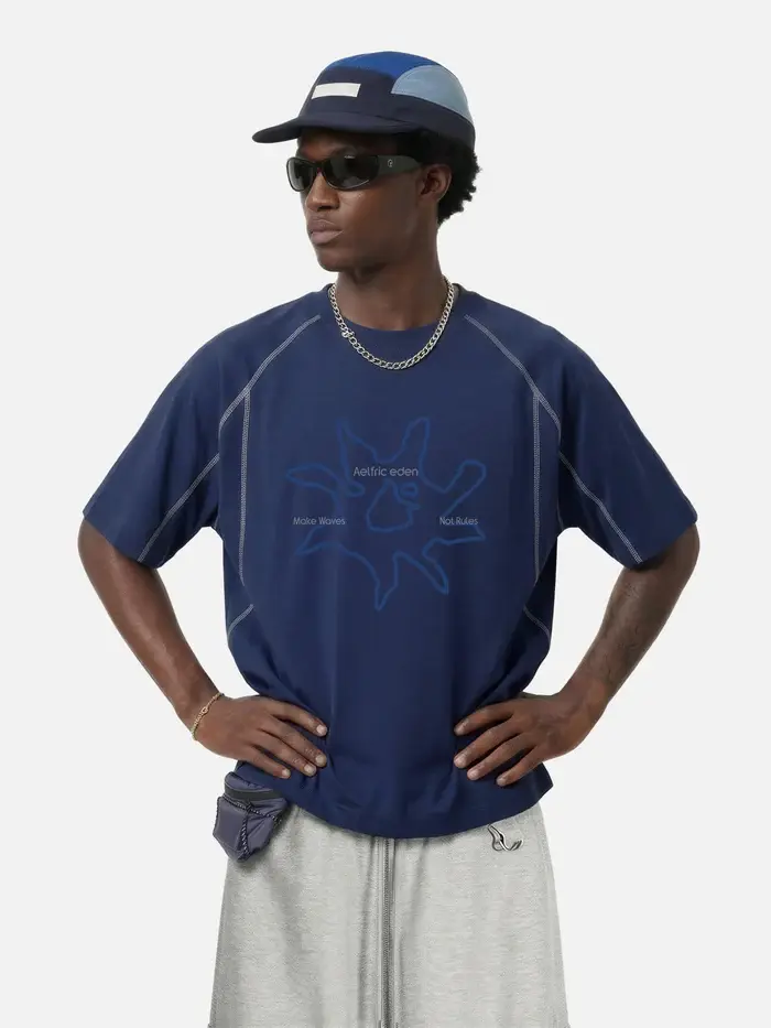 Aelfric Eden Sporty Chic Totem Short-Sleeve Sports Top - Quick-Drying Breathable Fabric, Retro Casual Summer Outdoor Sportswear
