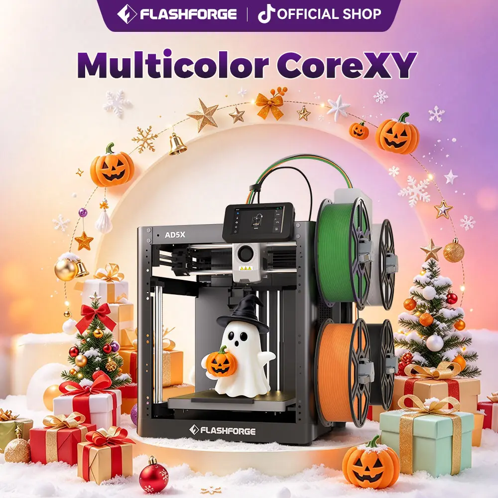 Flashforge AD5X 3D Printer - Black Multi-Color Desktop 3D Printer, 600mm/s High Speed, Built-In Display Screen, 1 Count, Includes Life-Long Technical Support (TikTok Shop Back to School)