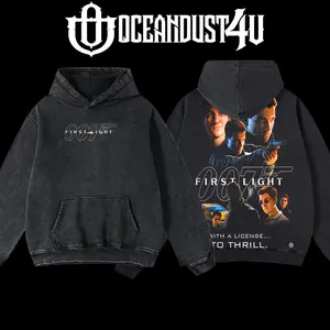 OceanDust4U 007 First Light Menswear Apparel - 100% Premium Cotton Fabric, Oversized Fit, Pre-Washed, Unisex Classic Hoodie & T-Shirt, American Made