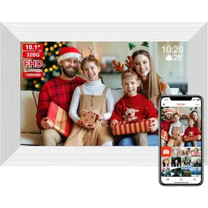 Frameo 10.1 Inch  WiFi Digital Photo Frame,Digital Picture Frame  with 32GB Storage & SD Slot,  Picture Frame IPS Touch Screen with Auto-Rotate, Frameo Digital Frame WiFi -White