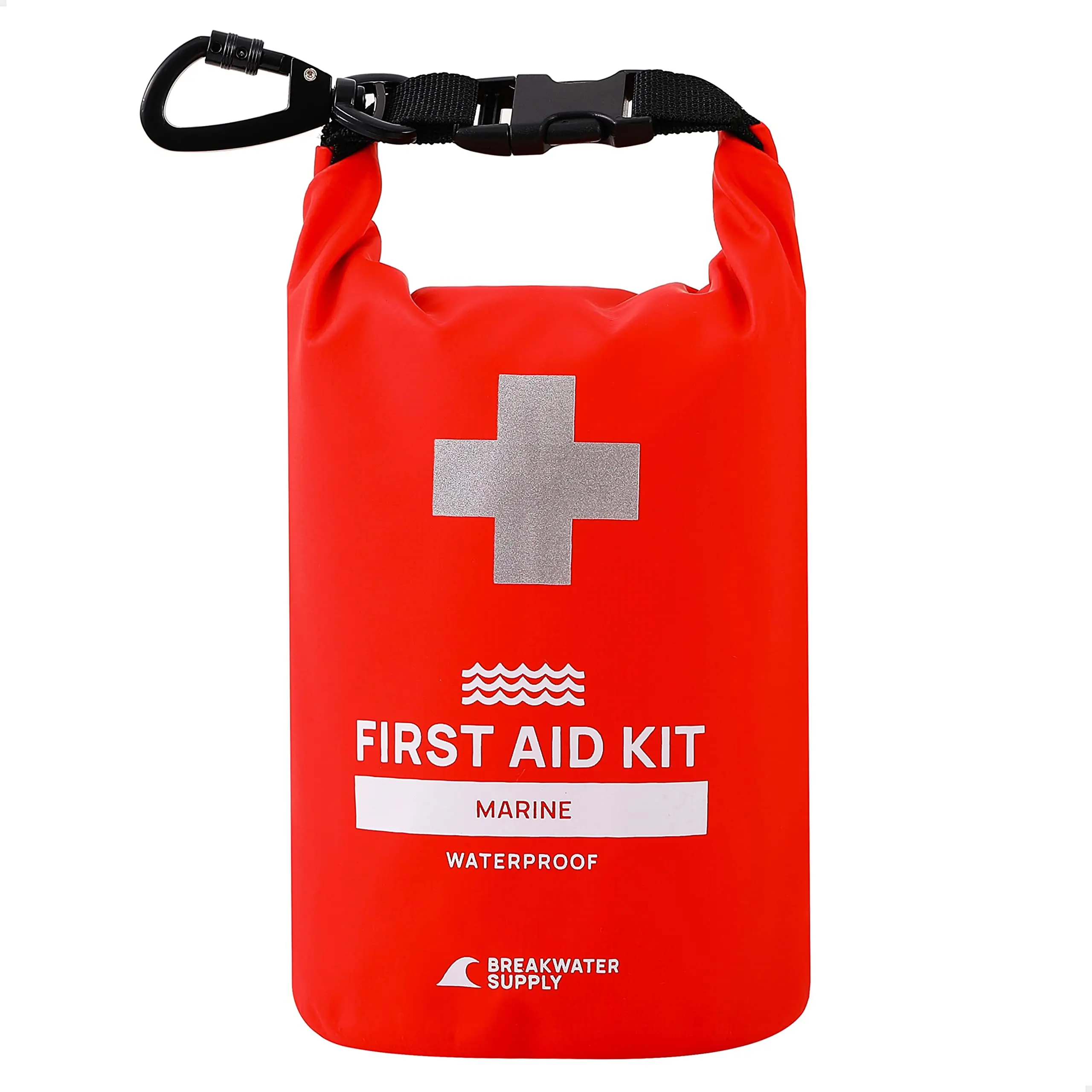 Breakwater Supply™ Waterproof First Aid Marine Kit for Boating, Pre-Packed with 100 Emergency Supplies and Heavy-Duty Carabiner