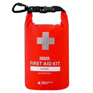 Breakwater Supply™ Waterproof First Aid Marine Kit for Boating, Pre-Packed with 100 Emergency Supplies and Heavy-Duty Carabiner